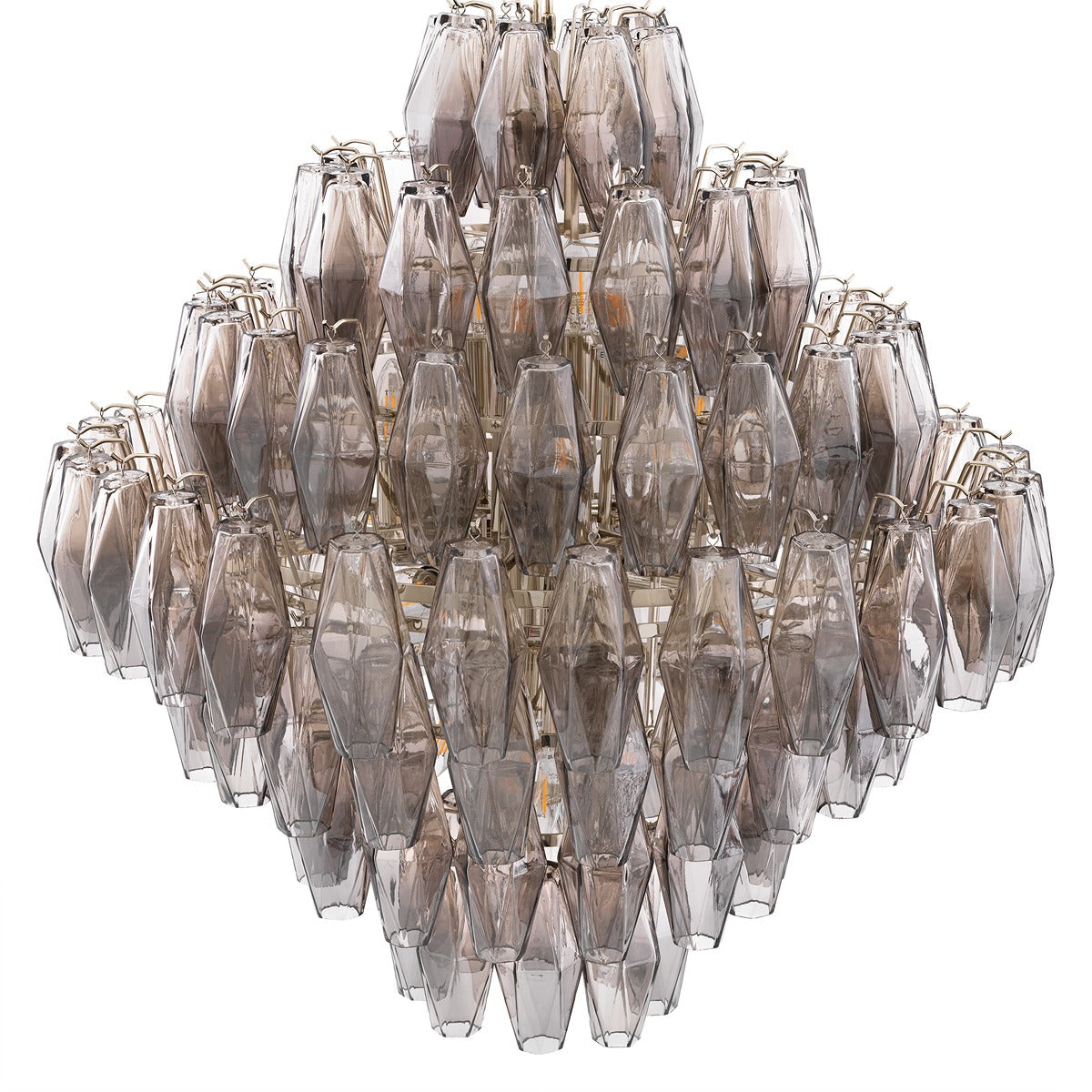 Benini Large Chandelier - Nickel & Smoke Glass