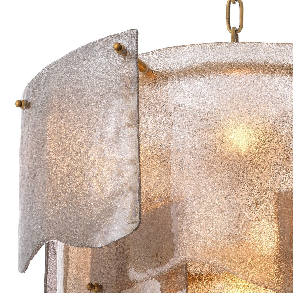 Asinara Small Chandelier - Antique Brass & Smoke Glass