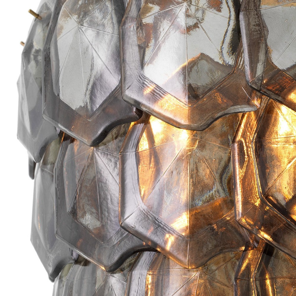 Elias Chandelier - Vintage Brass & Smoke Glass