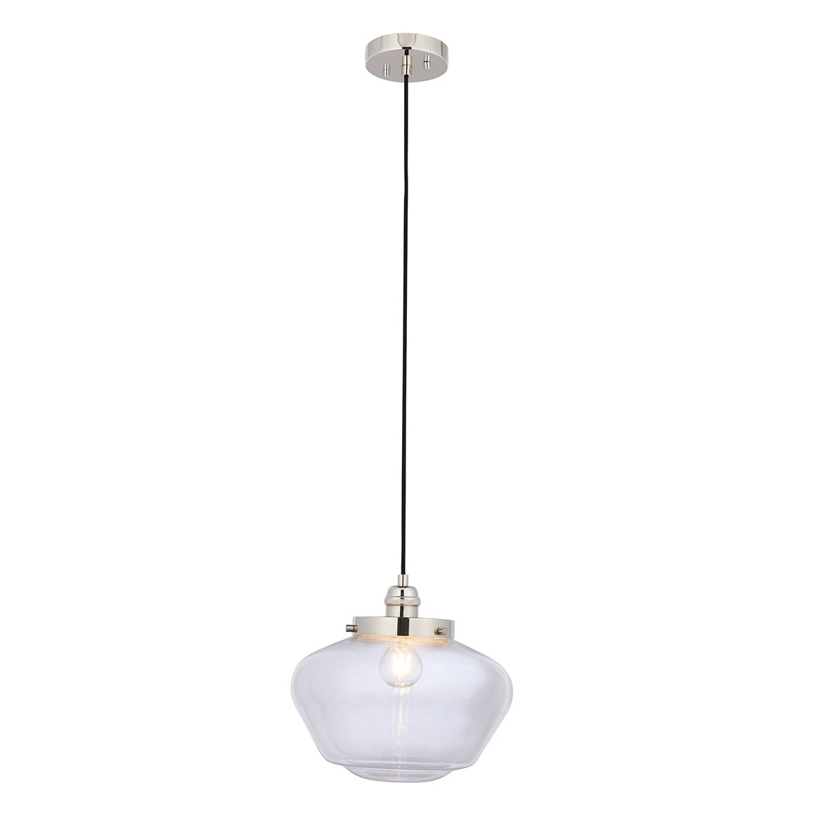 Chelsey 1 Light Pendant Light - Bright Nickel & Clear Glass
