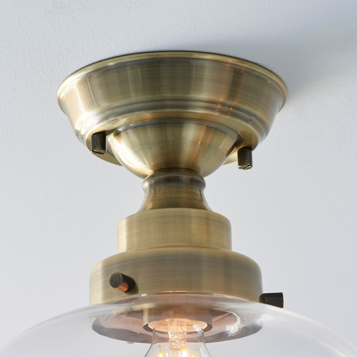 Chelsey 1 Light Ceiling Light - Antique Brass & Clear Glass