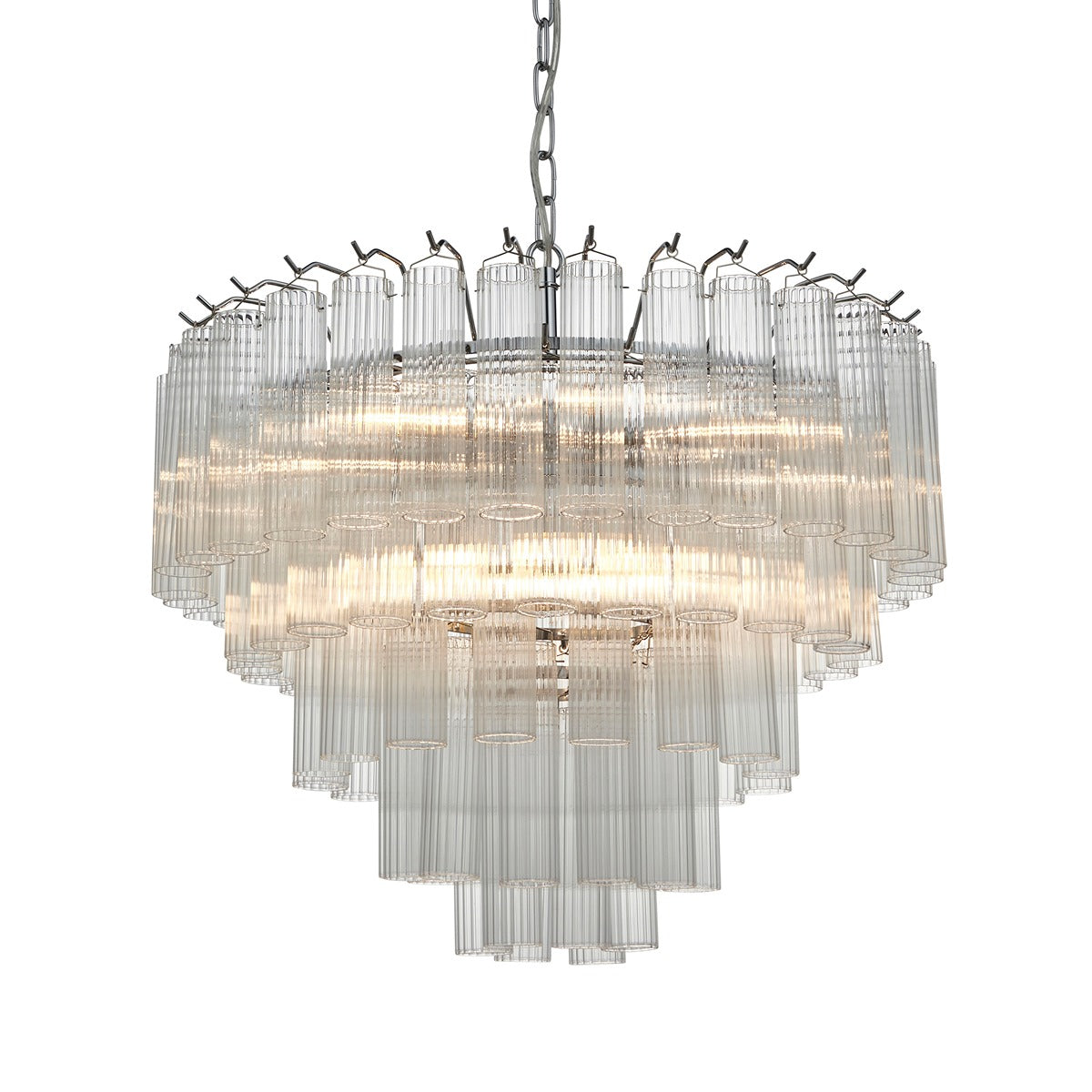 Toulouse Glass Chandelier Pendant Light - Bright Nickel