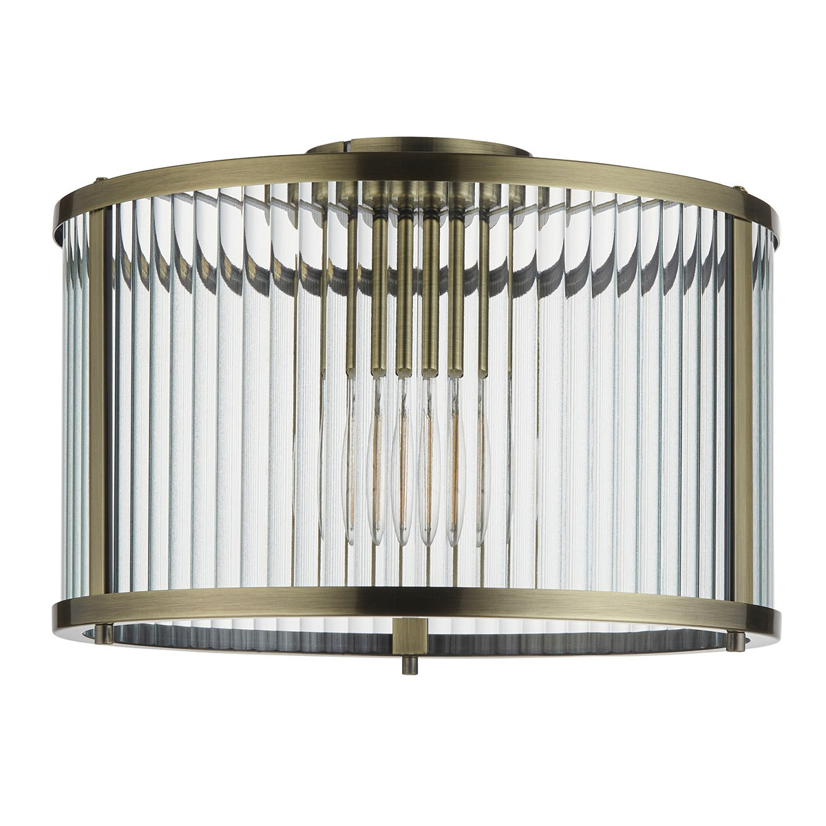 Ridgeton Glass Ceiling Light - Antique Brass