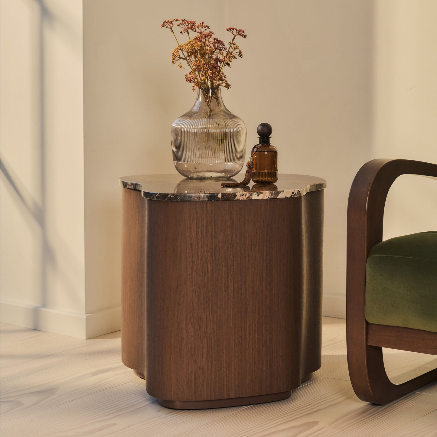 Arlo - Dark Emperador Irregular Dark Wood Premium Side Table