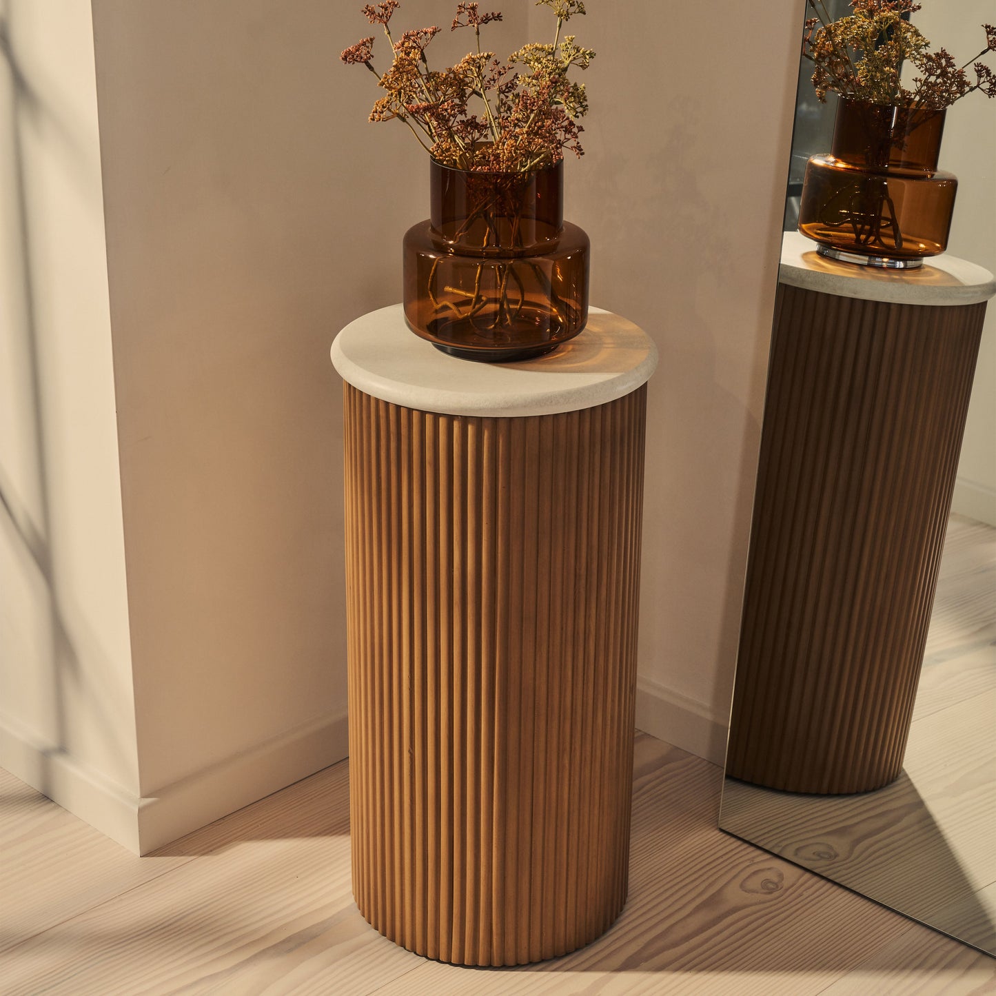 Cove - Warm Wood Ribbed Plinth
