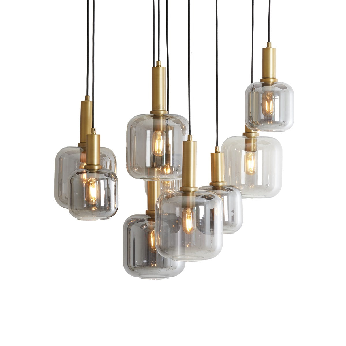Lekar 9 Pendant Light - Antique Bronze & Smoked Glass
