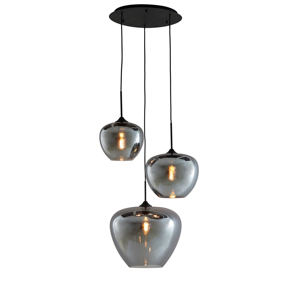 Mayson 3 Light Pendant Light - Matte Black & Smoked Glass
