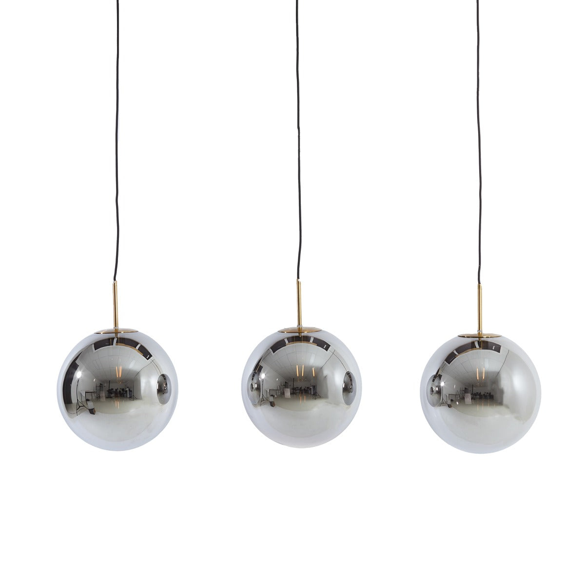 Medina 3 Light Pendant Light - Gold & Smoked Glass