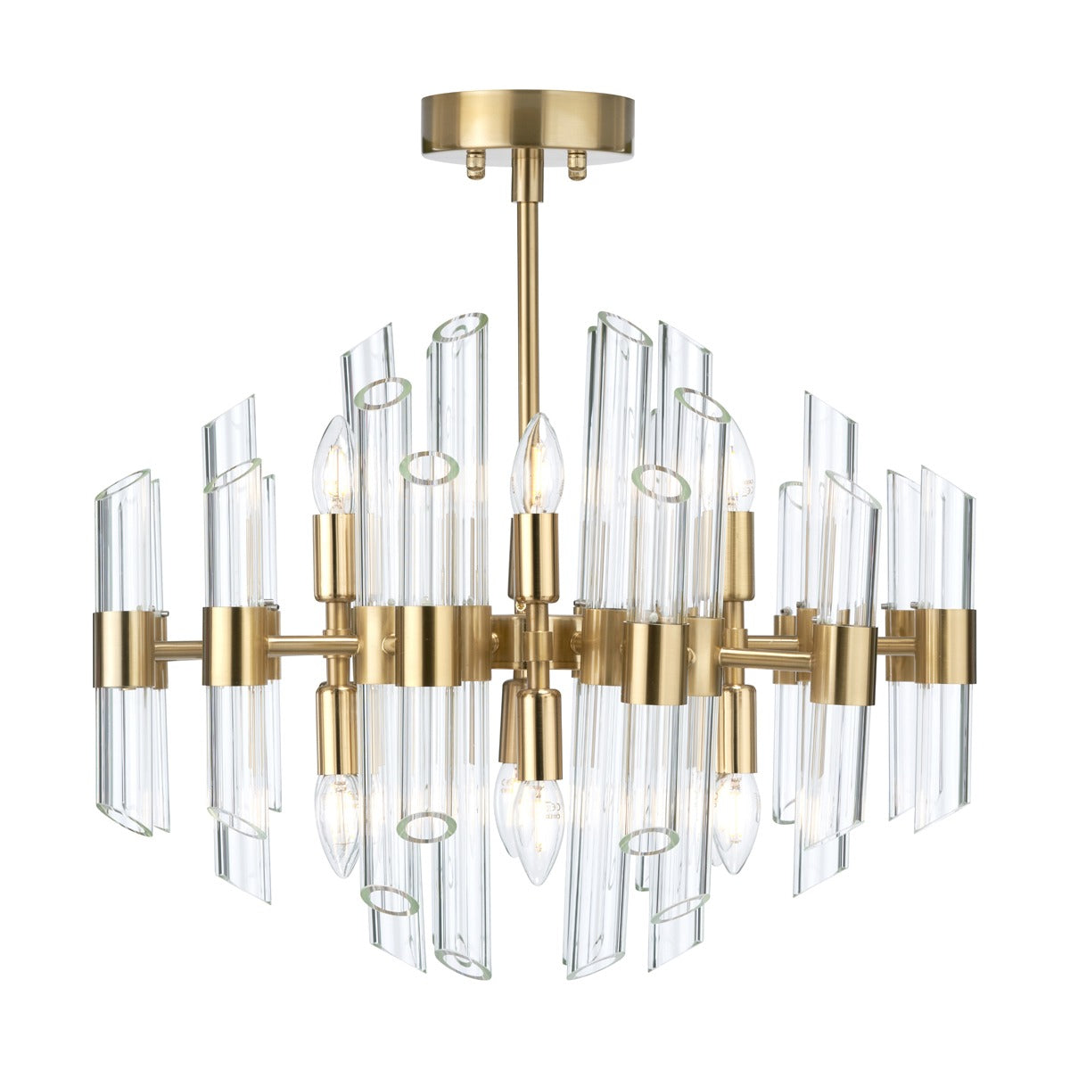 Brielle 12 Light Pendant Light - Clear Glass & Antique Brass