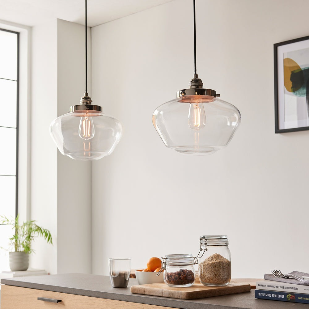 Isabella Pendant Light - Nickel & Clear Glass
