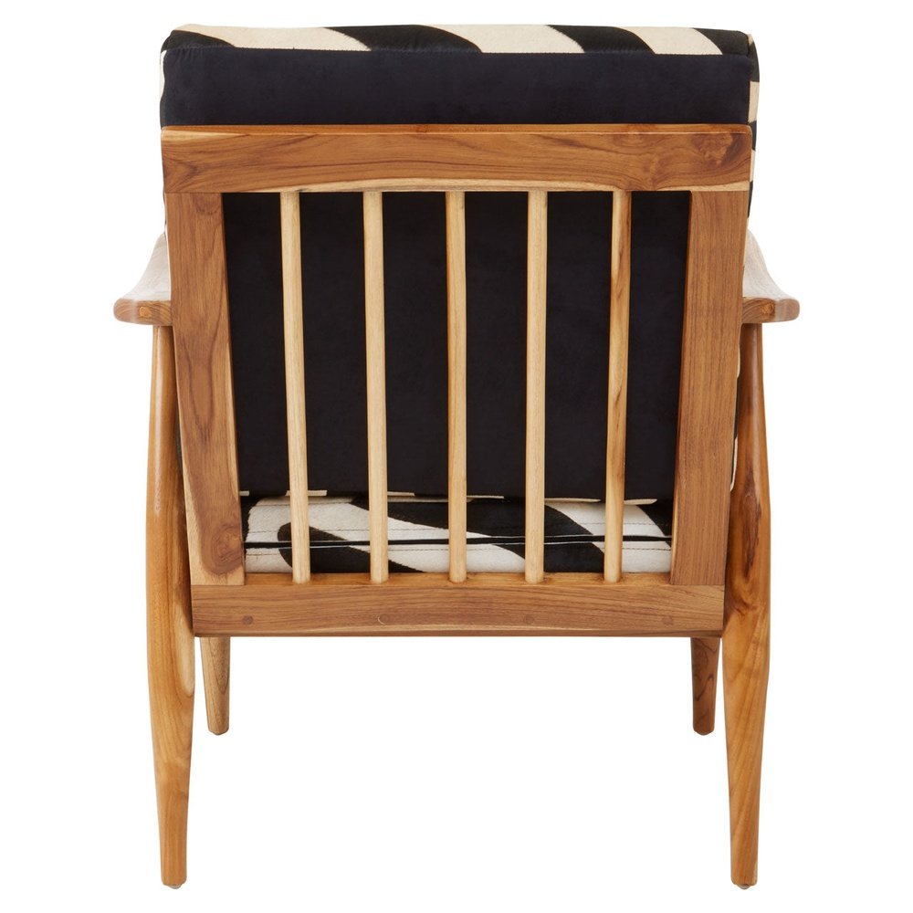 Kathy Accent Chair - Natural Teak & Zebra Print Leather