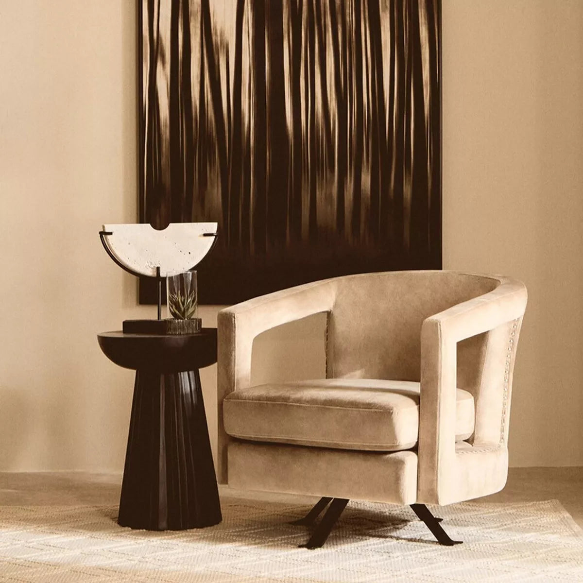 Hestia Velvet Swivel Chair - Mink