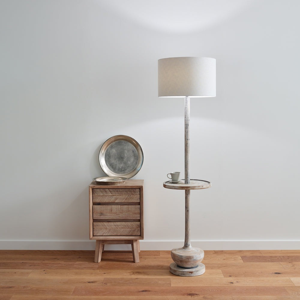 Melville Acacia Wood 3 Drawer Bedside Unit - Sand Wash