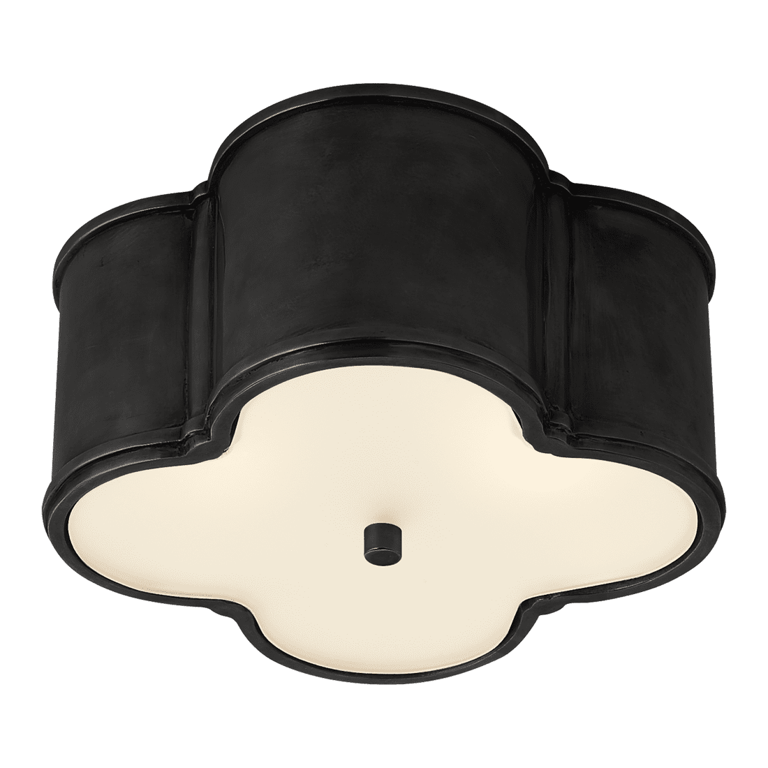 Basil Small Flush Mount - Gun Metal with Frosted Glass