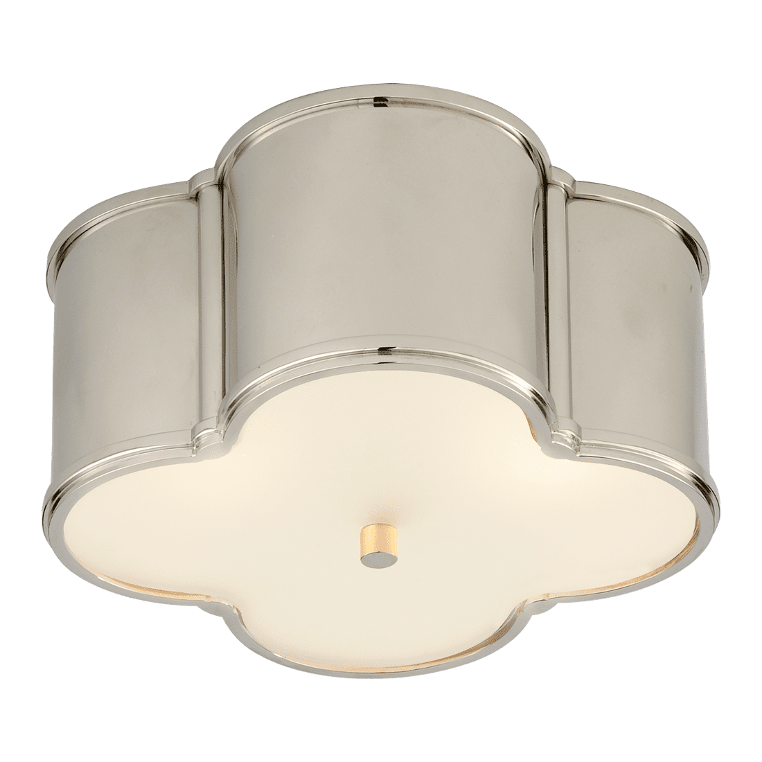 Basil Small Flush Mount - Polished Nickel with Frosted Glass