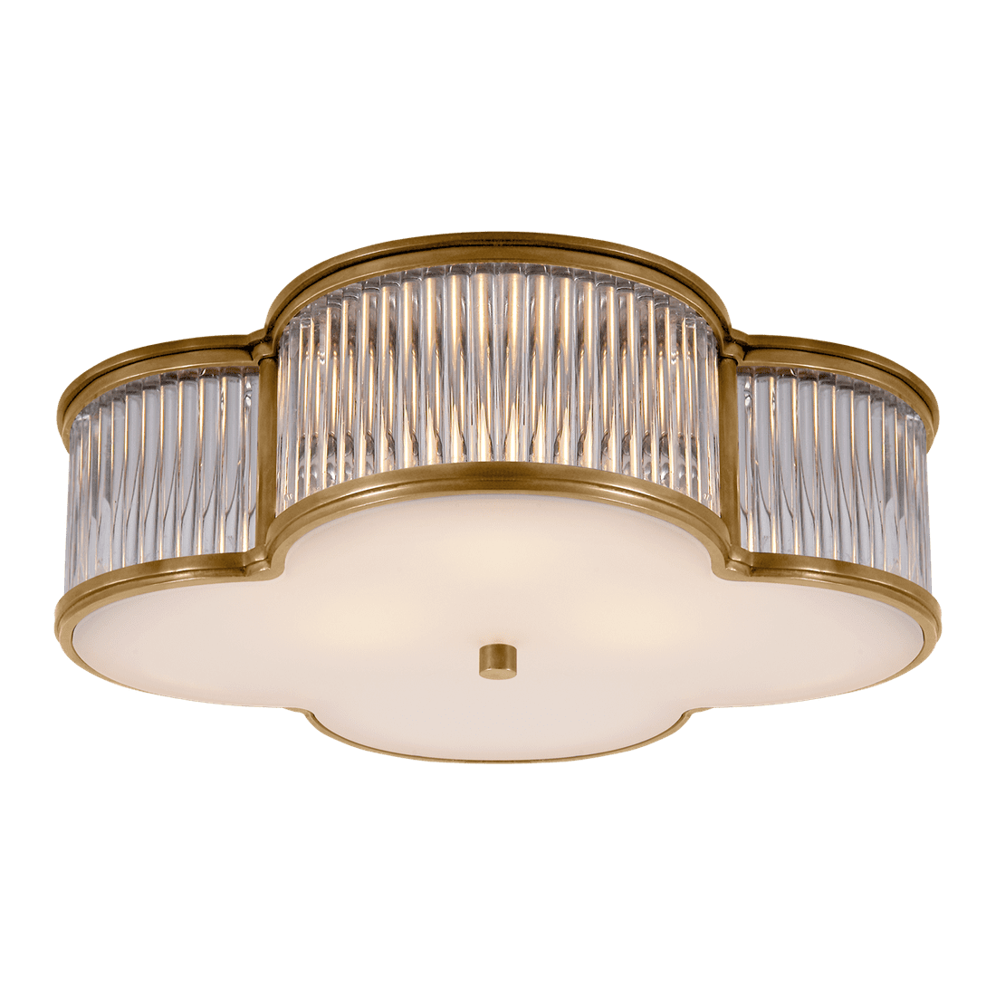 Basil 17" Flush Mount - Natural Brass & Clear Glass Rods with Frosted Glass