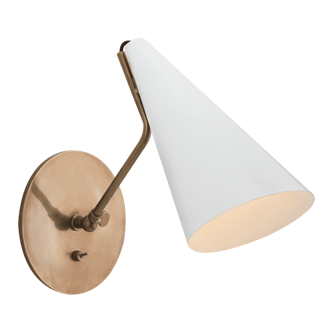 Clemente Wall Light - Antique Brass with White
