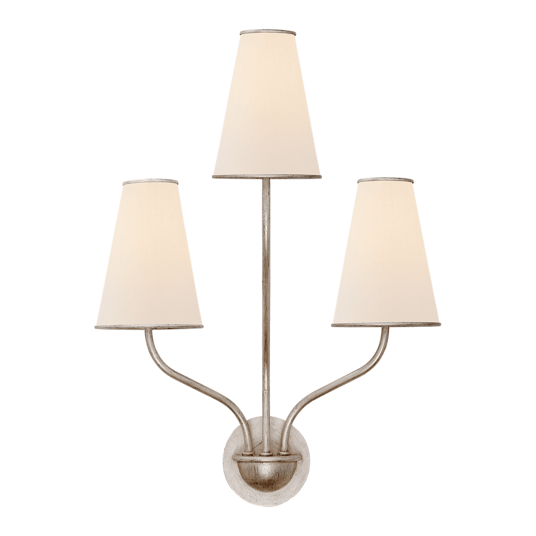 Montreuil Small Wall Sconce - Burnished Silver Leaf with Linen Shades