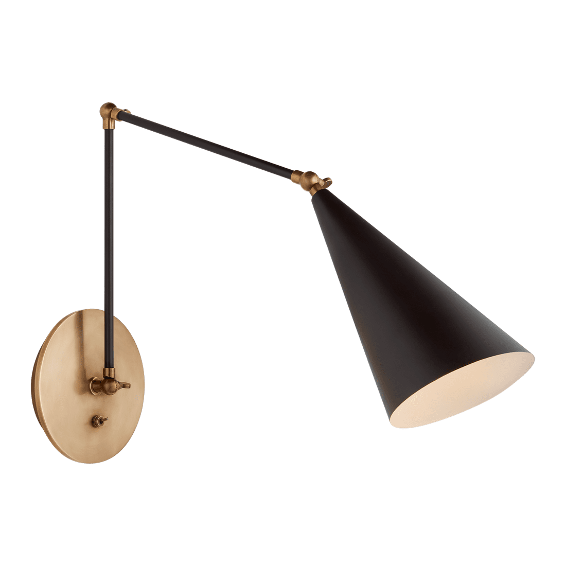 Clemente Double Arm Library Sconce - Black & Antique Brass