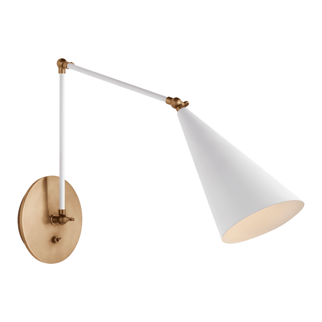 Clemente Double Arm Library Sconce - White & Antique Brass