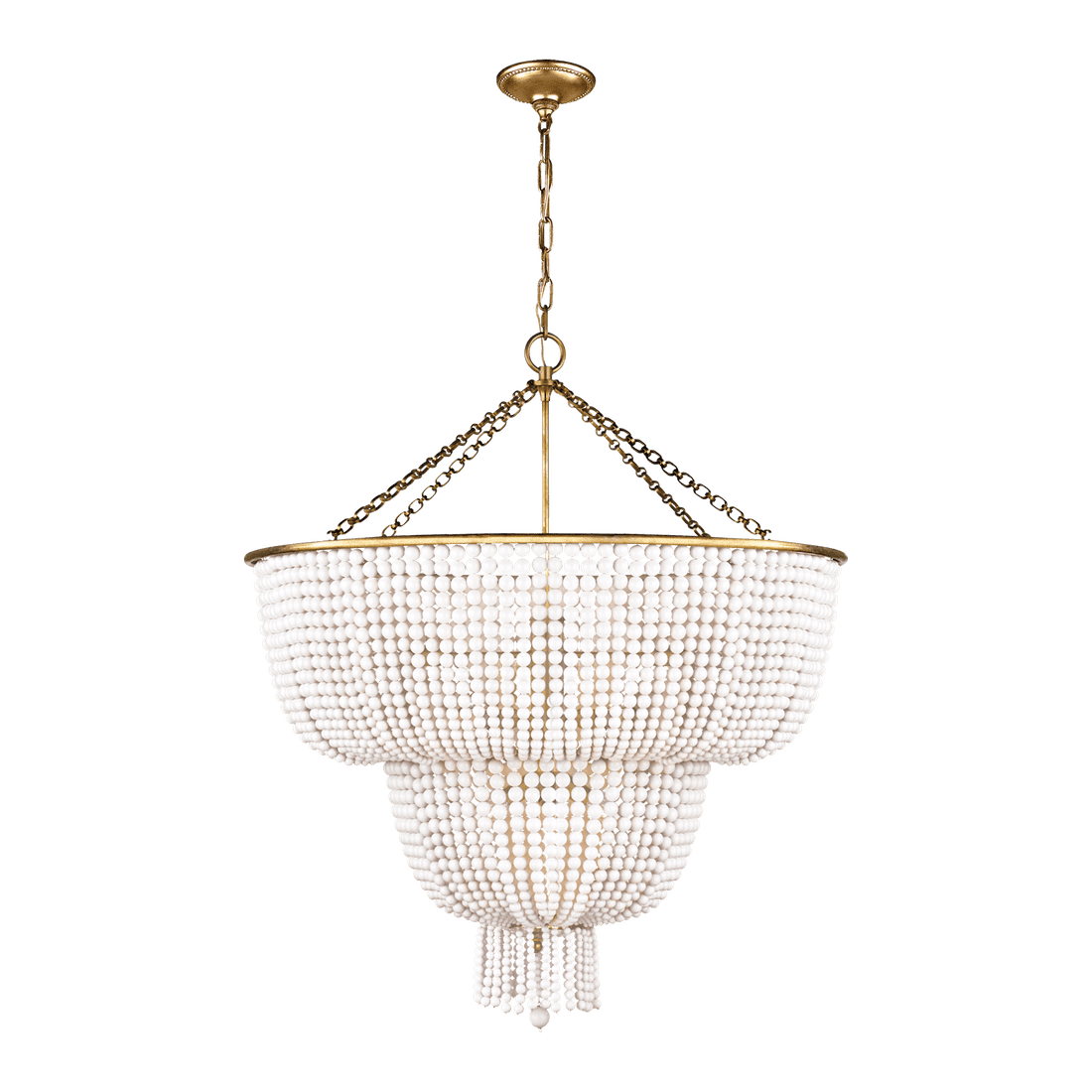 Jacqueline Two-Tier Chandelier - Antique Brass with White Acrylic