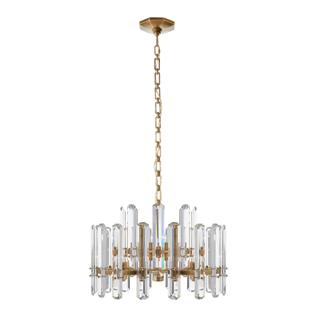 Bonnington Chandelier - Antique Brass with Crystal