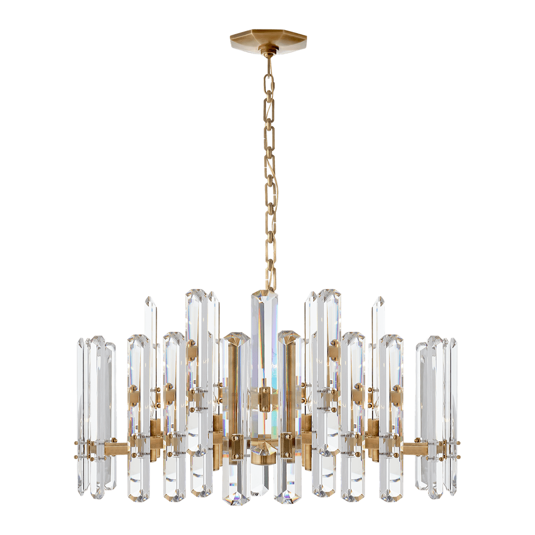 Bonnington Large Chandelier - Antique Brass with Crystal