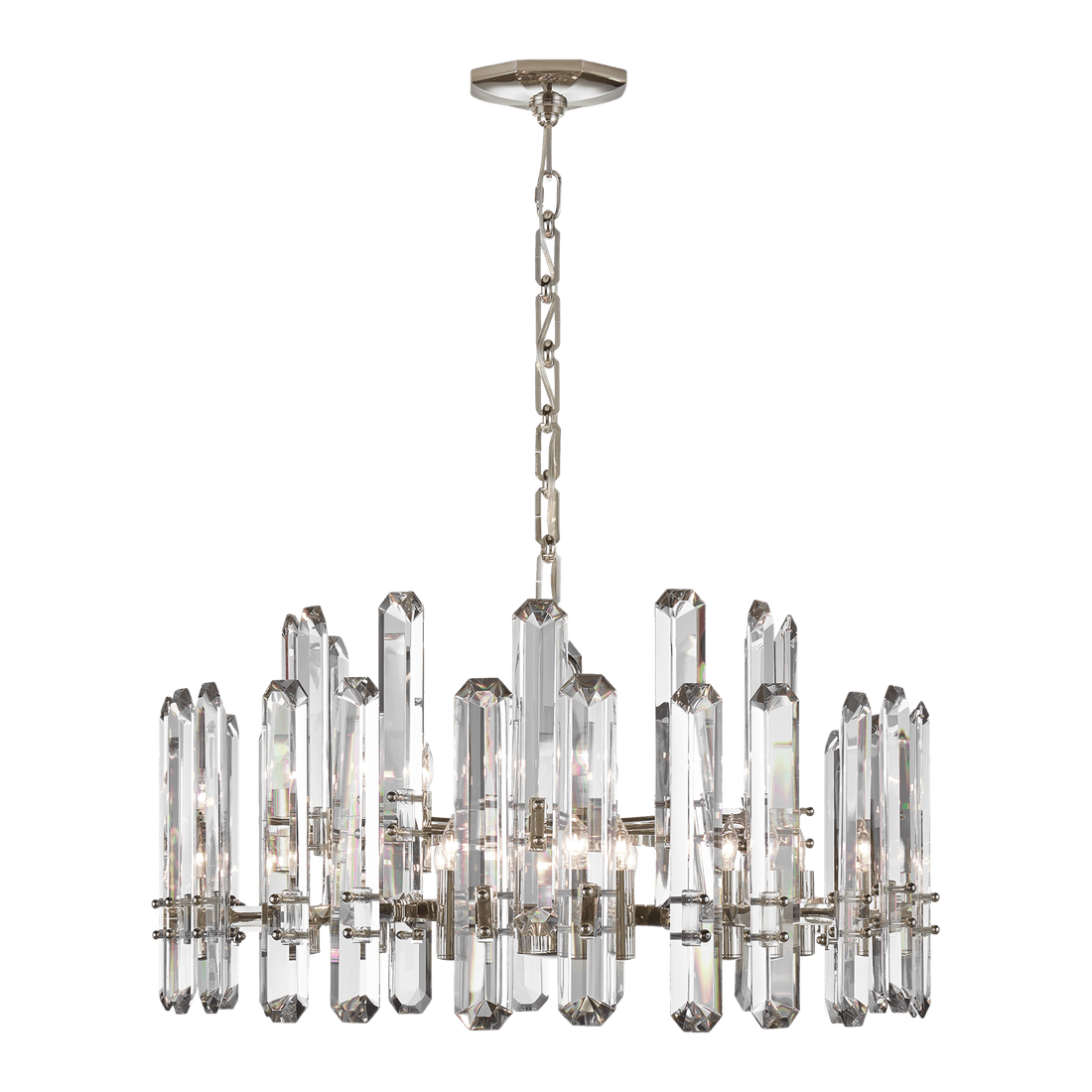 Bonnington Large Chandelier - Polished Nickel with Crystal