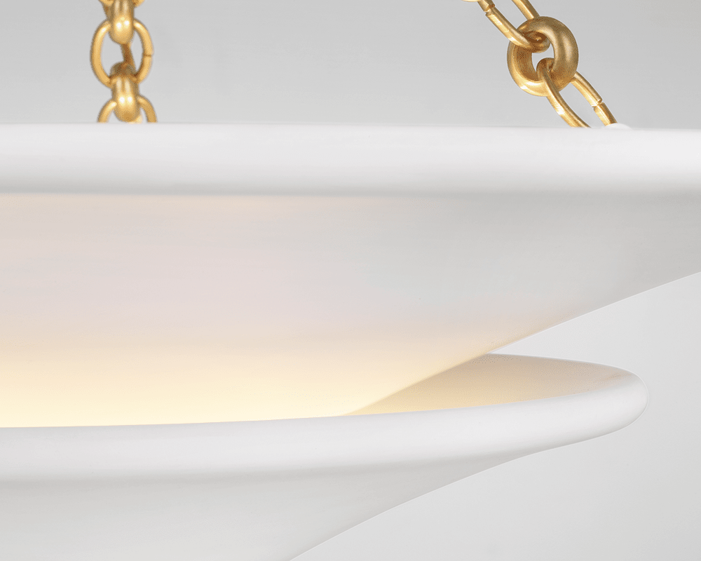 Mollino Medium Tiered Chandelier - Polished Nickel with Plaster White Shade