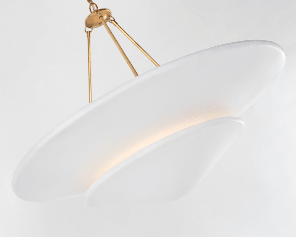 Mollino Large Tiered Chandelier - Antique Brass with Plaster White Shade