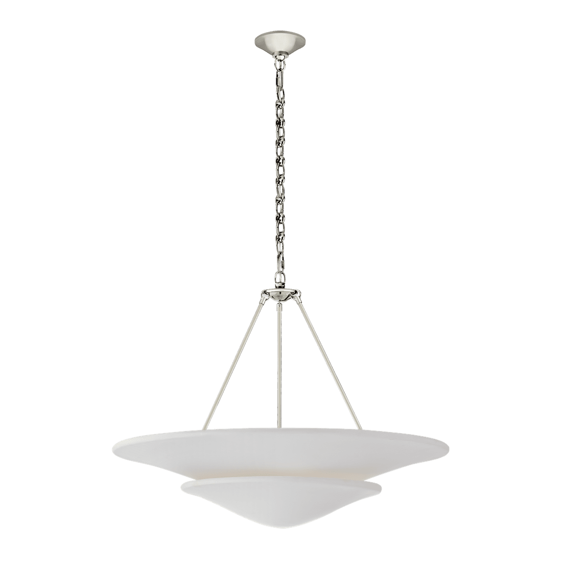 Mollino Large Tiered Chandelier - Polished Nickel with Plaster White Shade