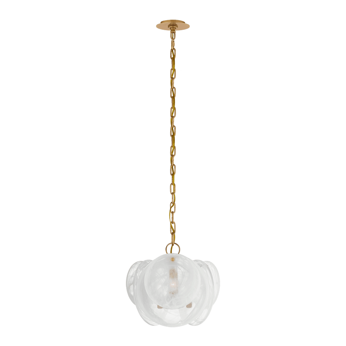 Loire Petite Chandelier - Gild with White Strie Glass