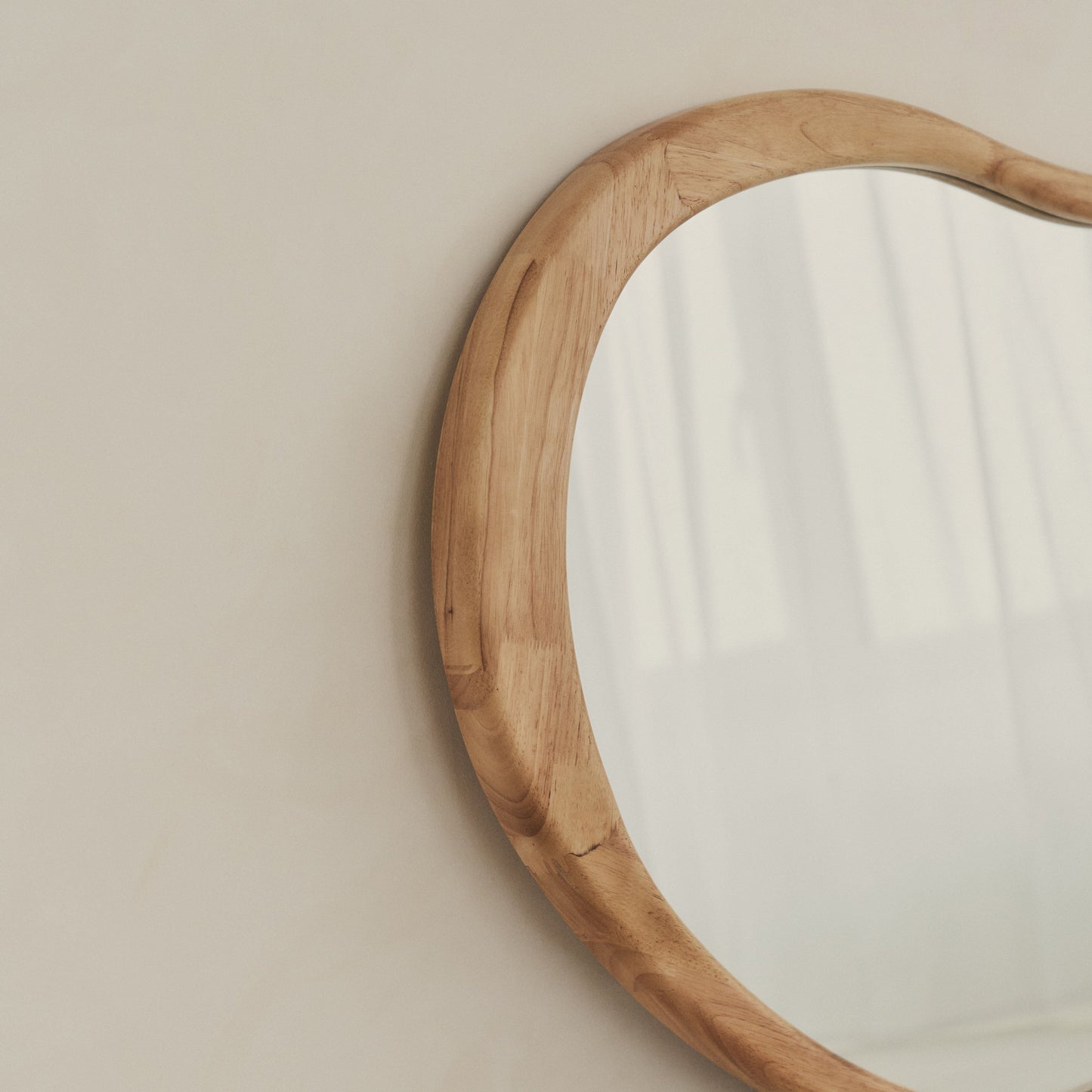 Arcurva - Large Overmantle Light Wood Irregular Mirror 130cm x 80cm