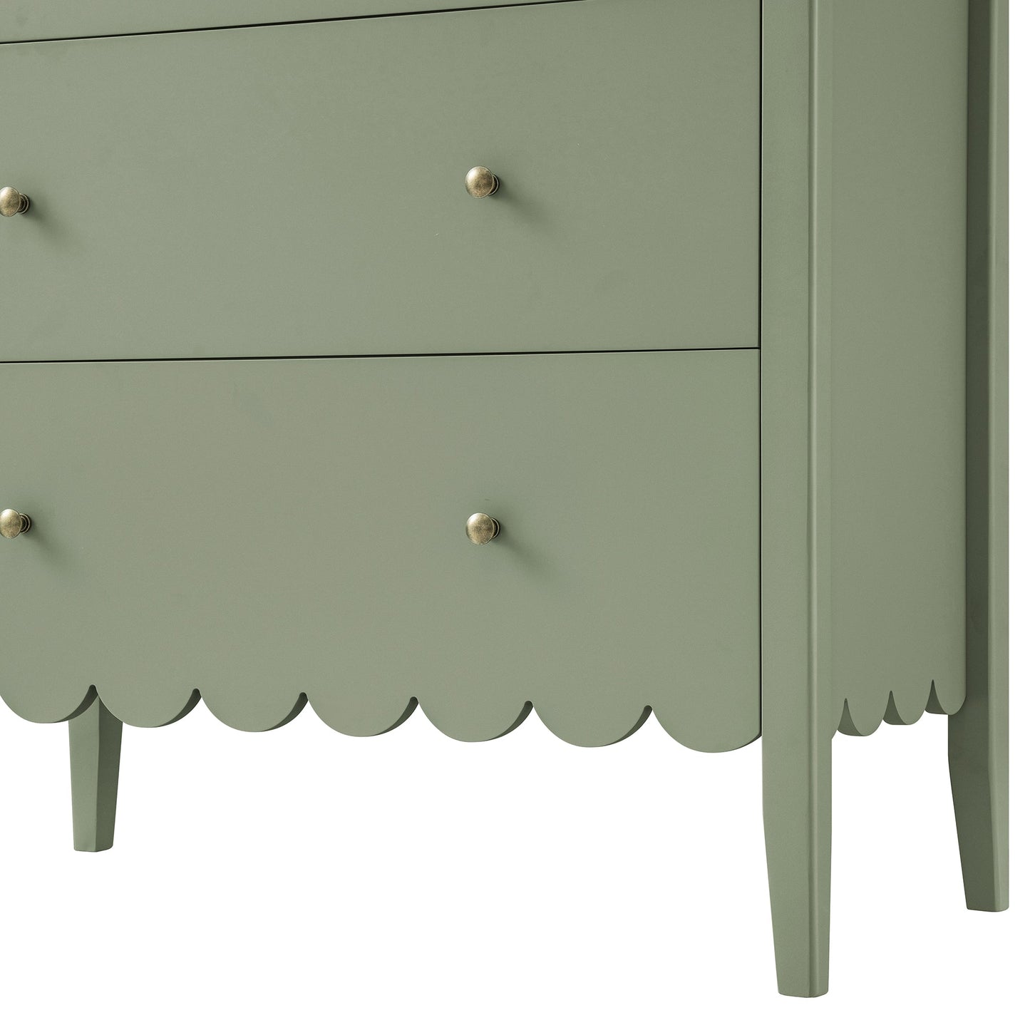 Henley Scalloped Edge 3 Drawer Chest, Sage Green