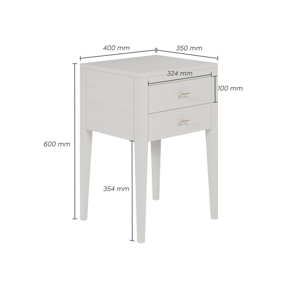 Radford 2 Drawer Bedside Table - Grey