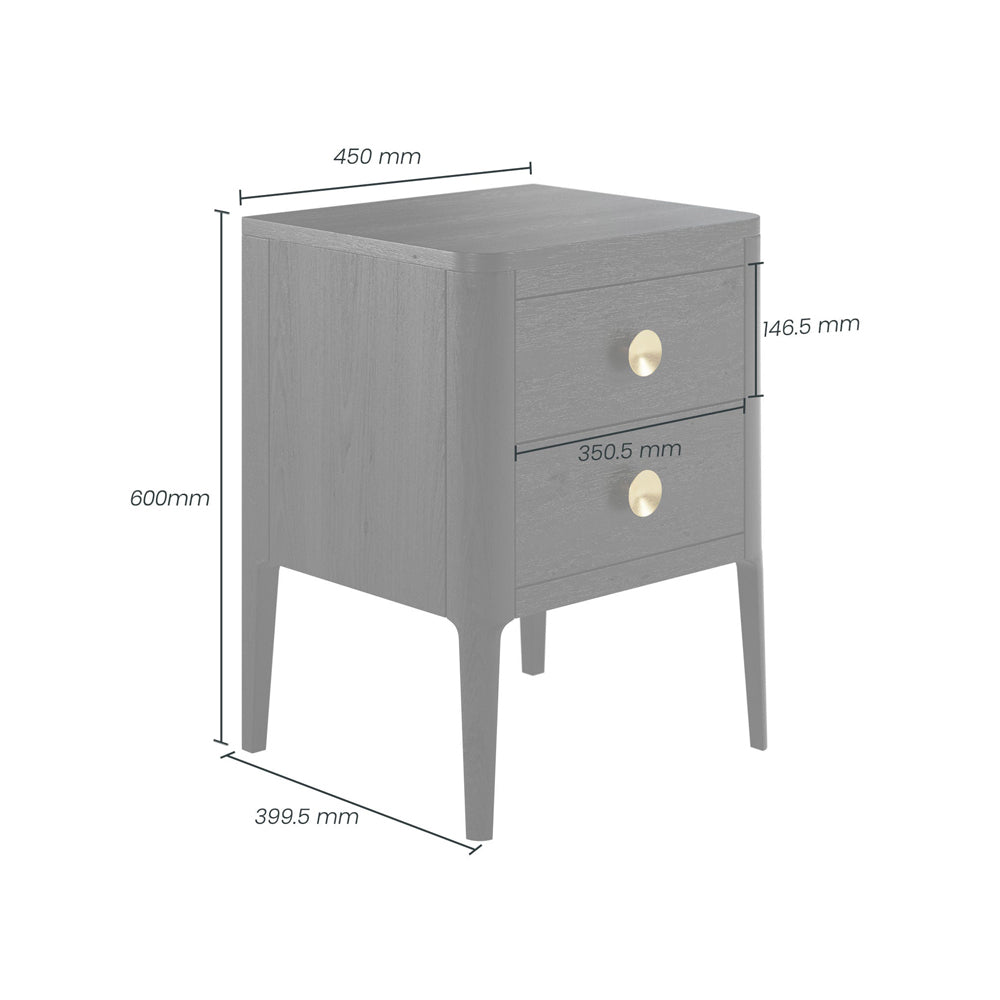 Abberley 2 Drawer Bedside Table - Black