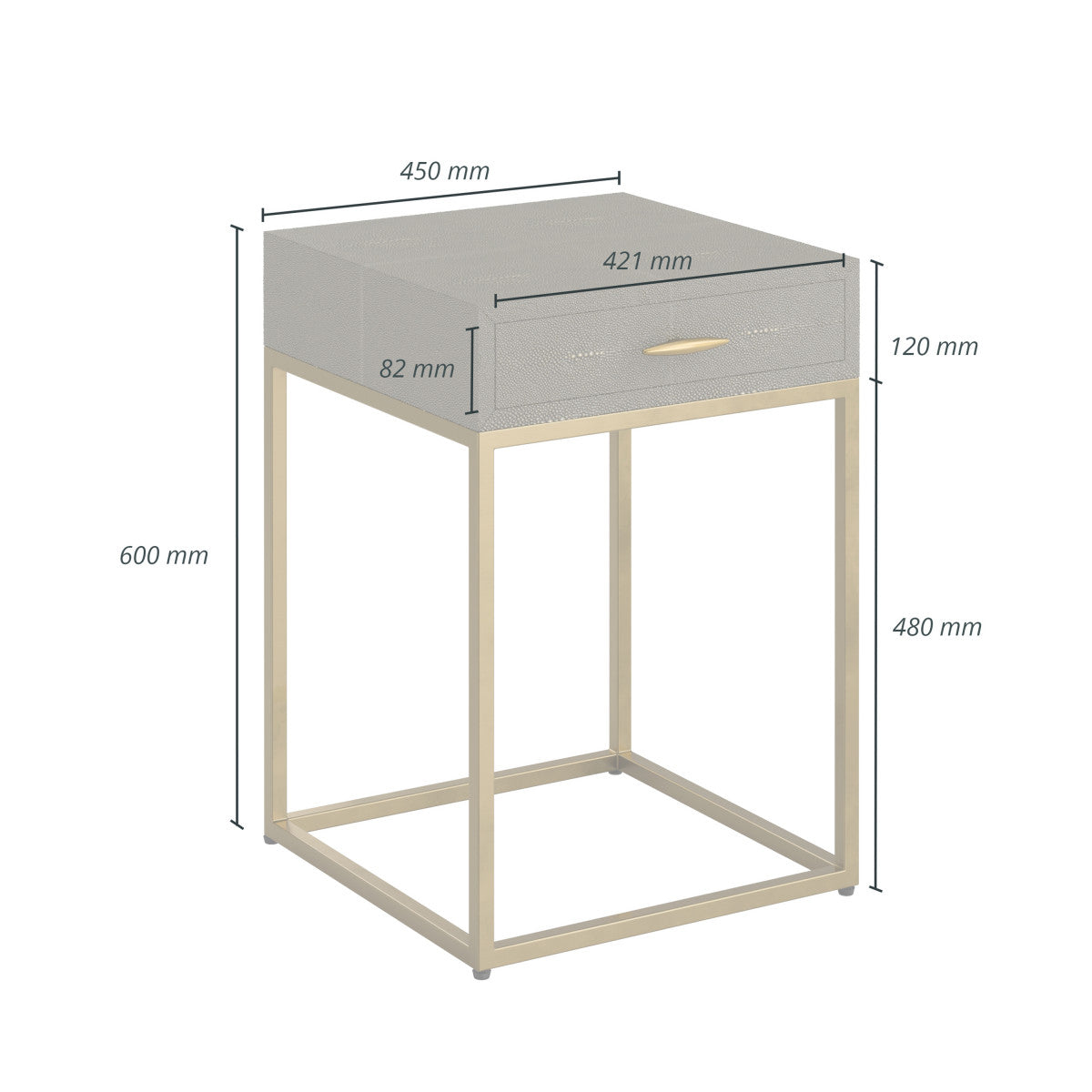 Hampton Bedside Table - Grey