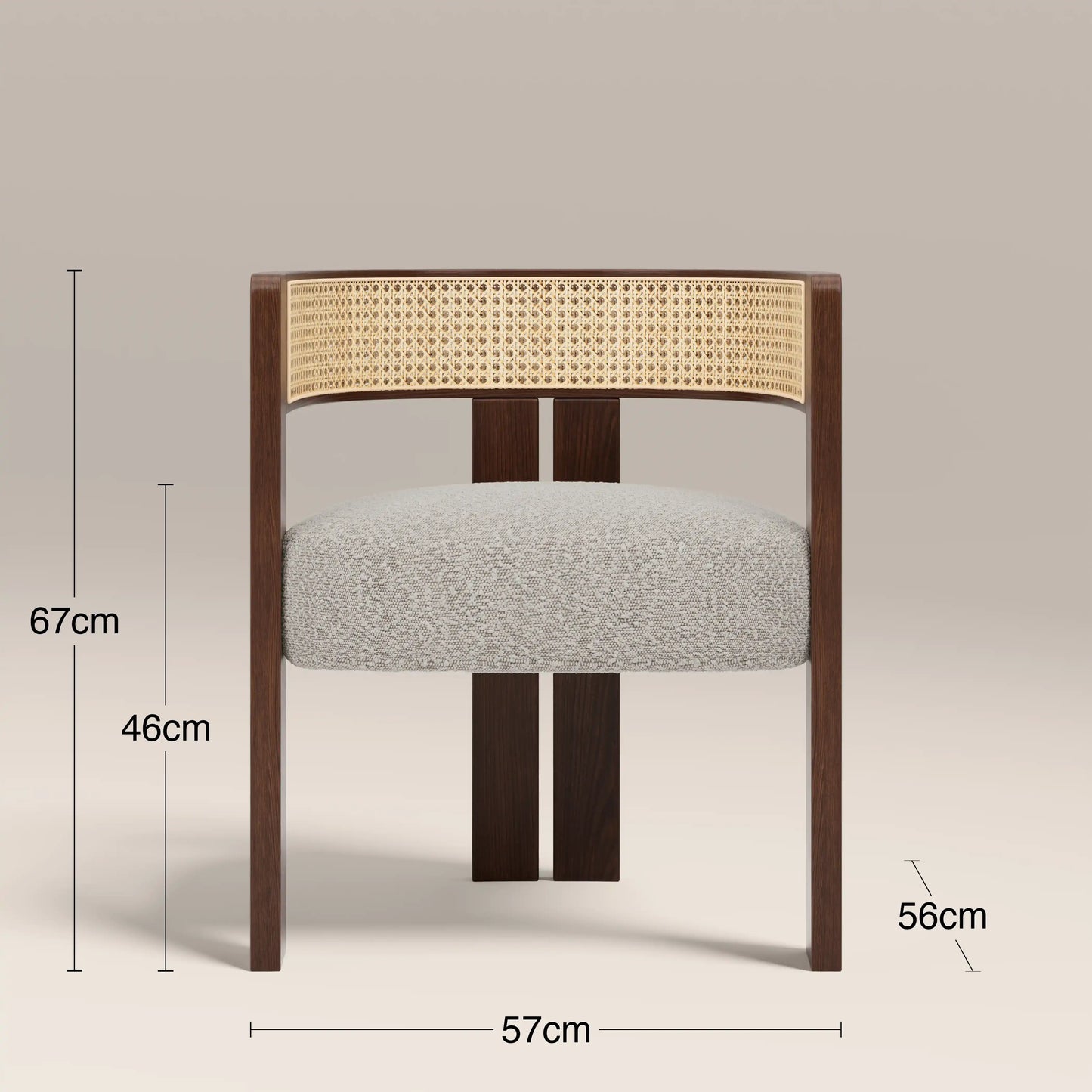 Clifton Wooden Carver Dining Chair | Speckled Stone Sustainable Boucle & Walnut