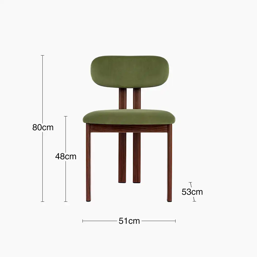 Arbor Dining Chair | Olive Green Sustainable Velvet & Walnut