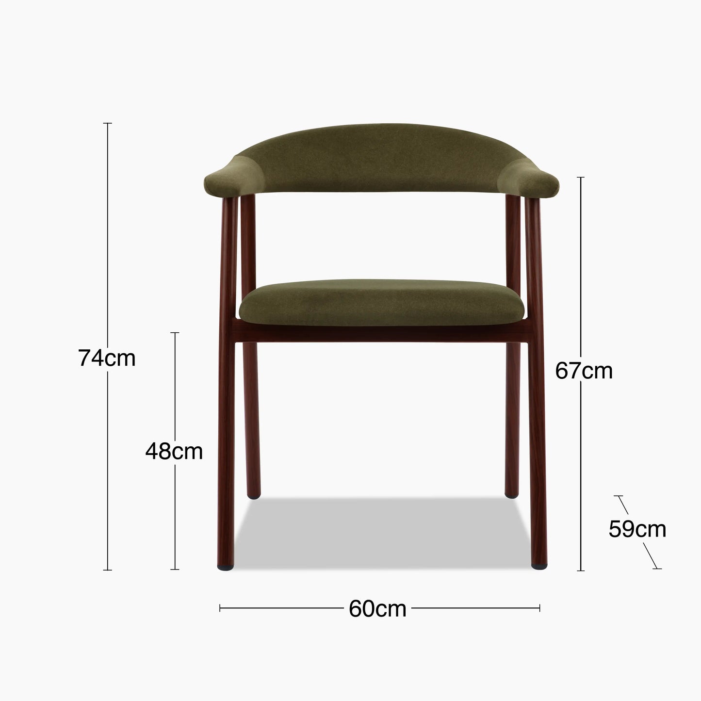 Monroe Carver Dining Chair | Moss Green Sustainable Mohair Velvet & Walnut