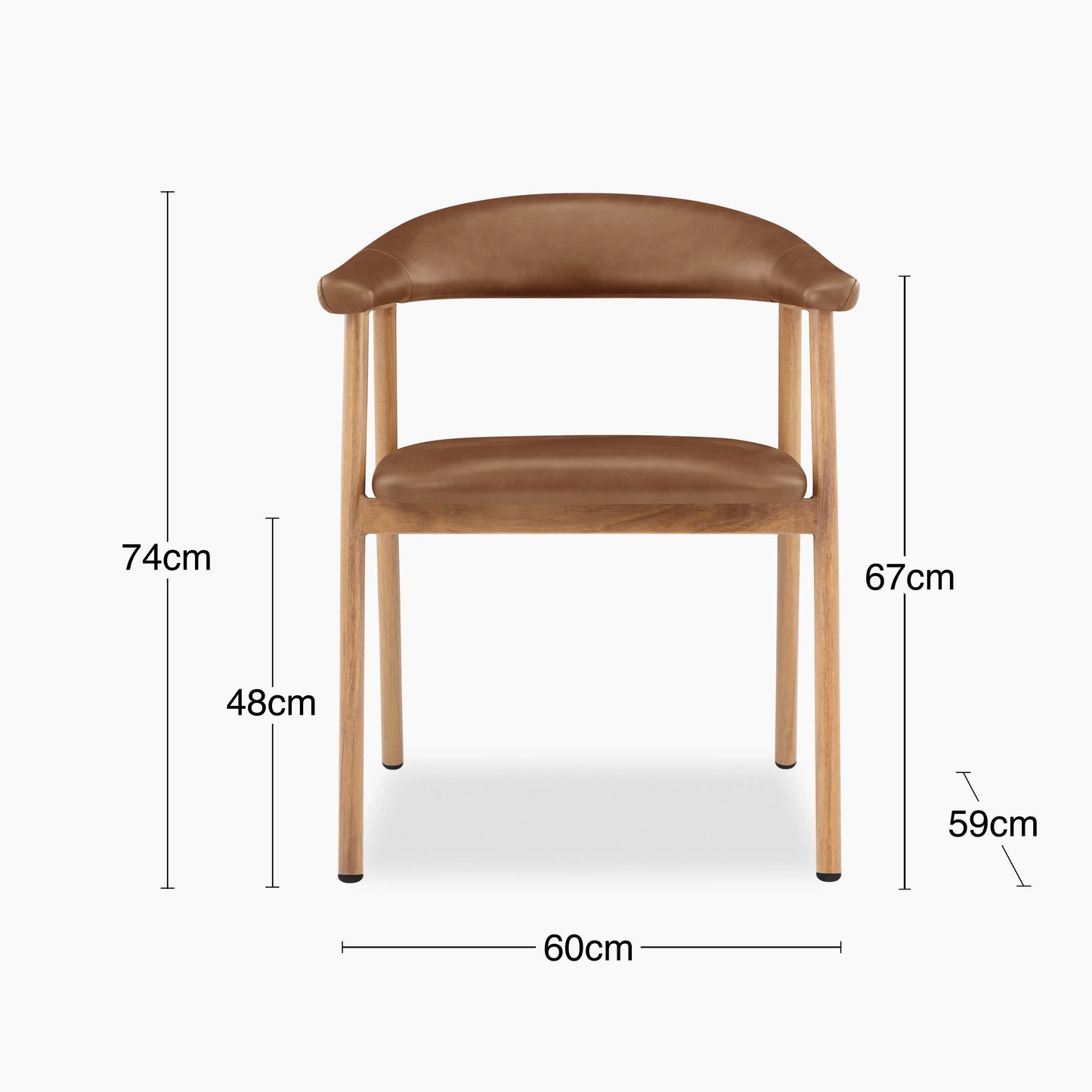 Monroe Carver Dining Chair | Vintage Tan Faux Leather & Oak