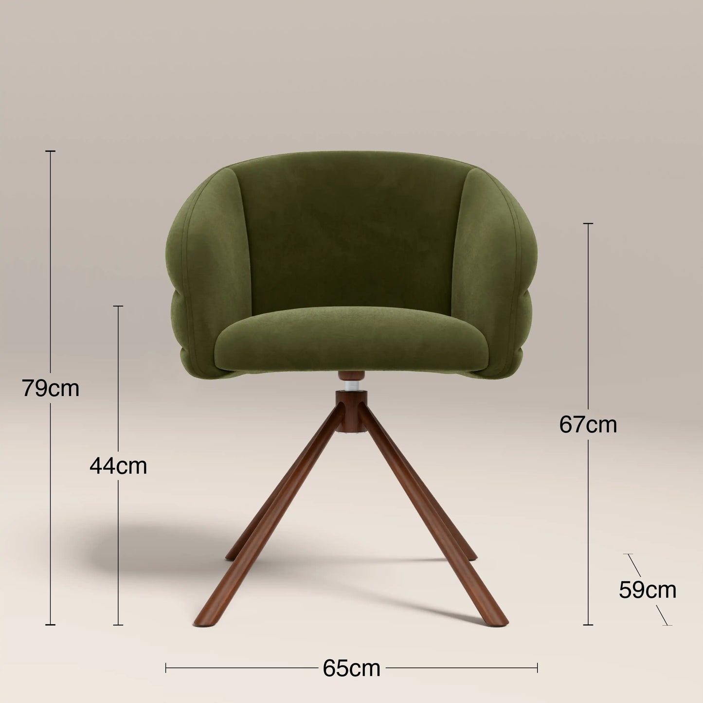 Frankie Swivel Carver Dining Chair | Olive Green Sustainable Velvet & Walnut