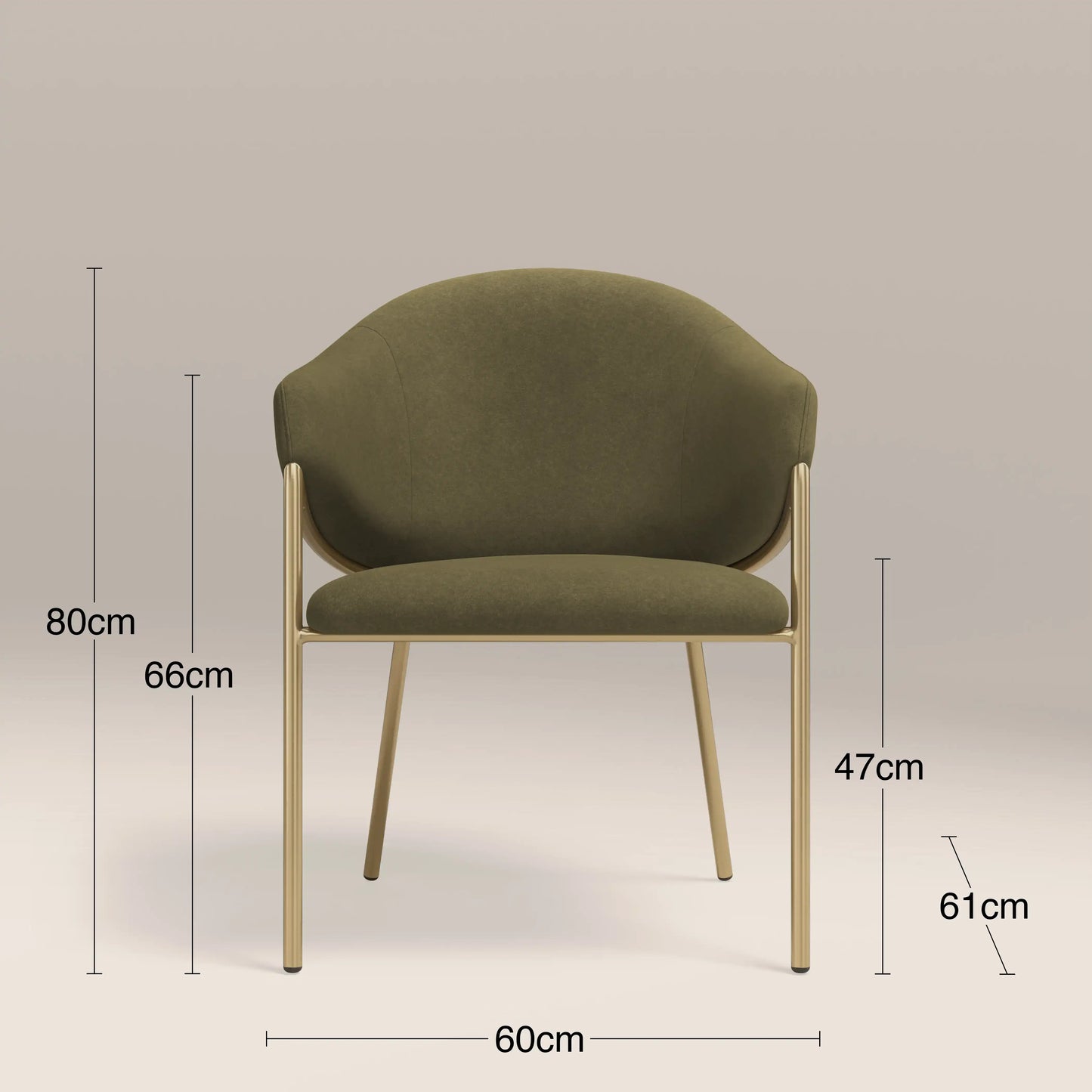 Luca Carver Dining Chair | Moss Green Sustainable Mohair Velvet & Brass