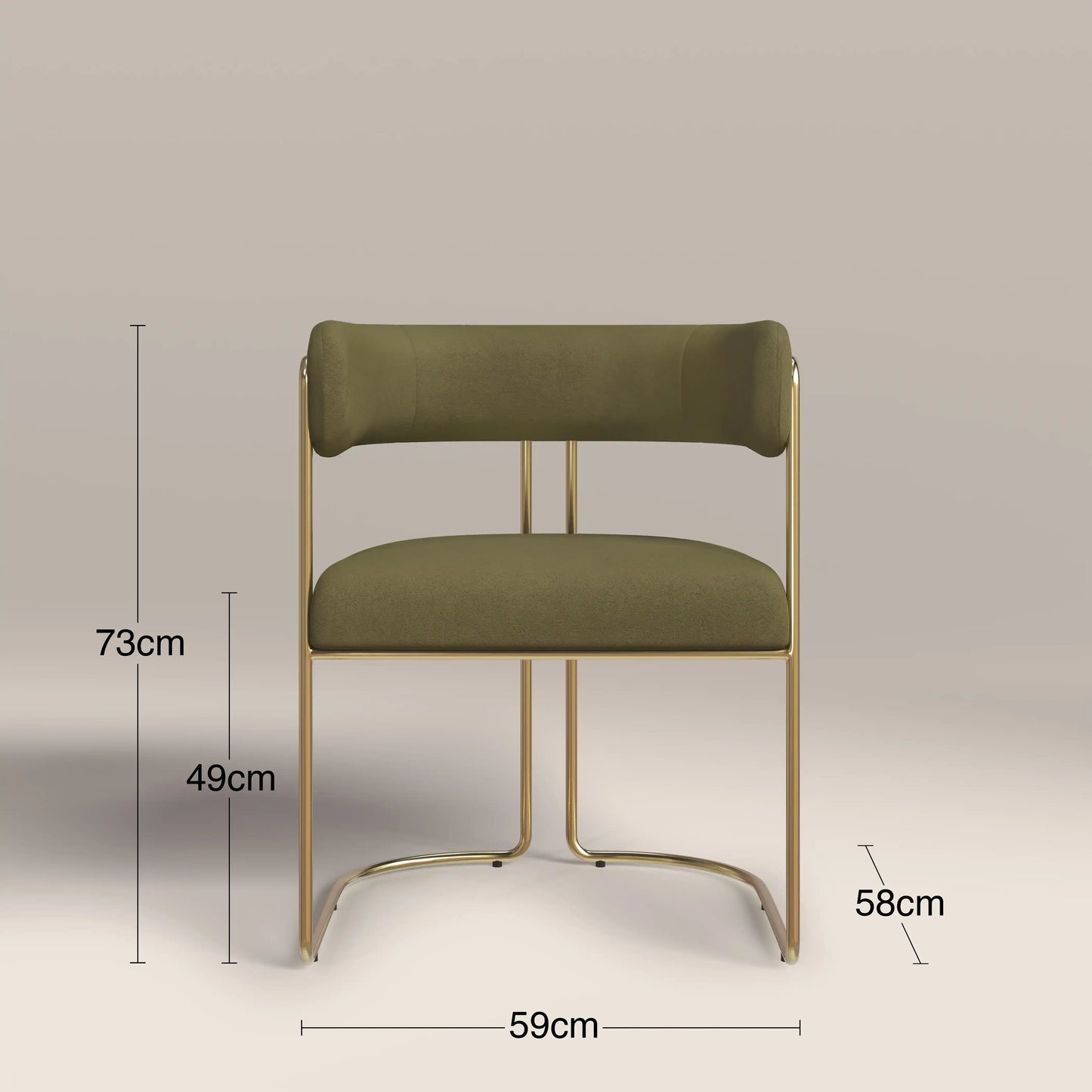 Juliana Carver Dining Chair | Moss Green Sustainable Mohair Velvet & Brass