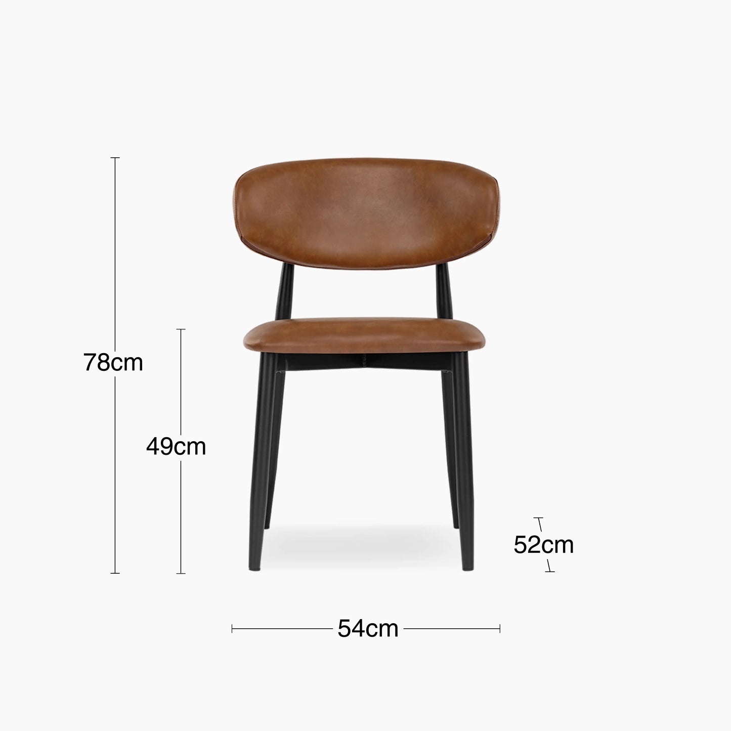 Halston Dining Chair | Vintage Tan Faux Leather & Black