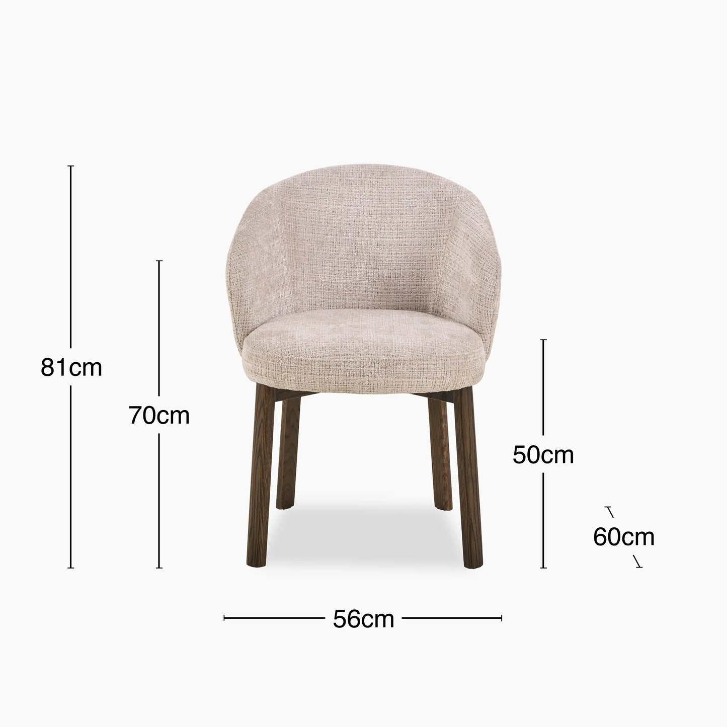 Darlene Dining Chair | Natural Chunky Weave Fabric & Smoked Walnut