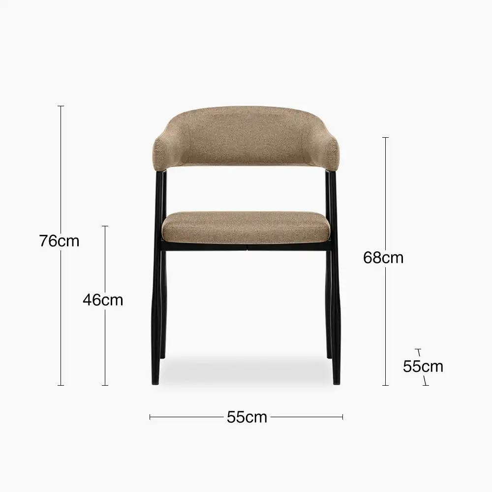 Presley Carver Dining Chair | Latte Sustainable Fabric & Black