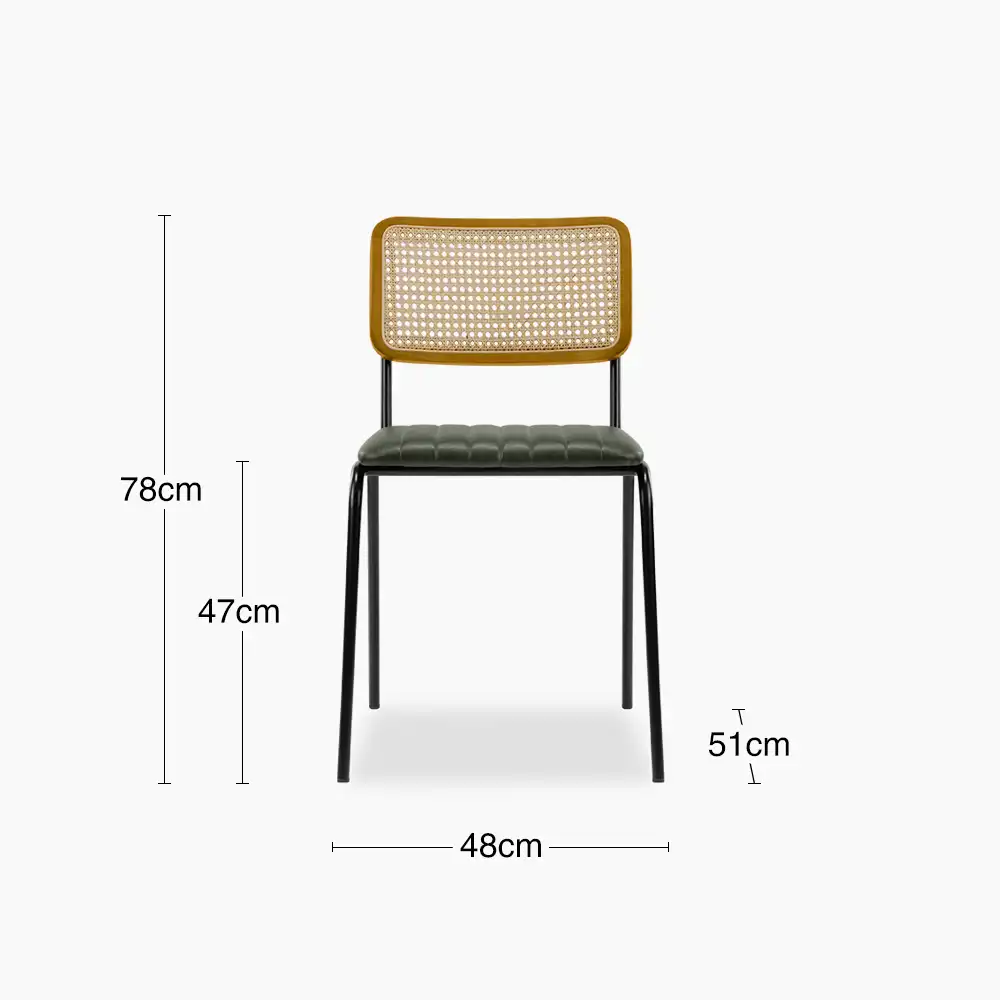 Willis Stackable Dining Chair | Vintage Green Faux Leather & Black