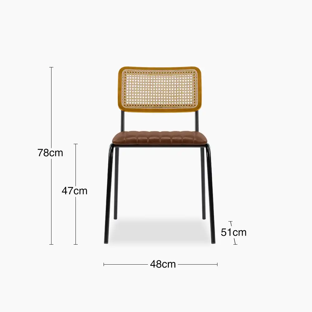 Willis Stackable Dining Chair | Vintage Tan Faux Leather & Black