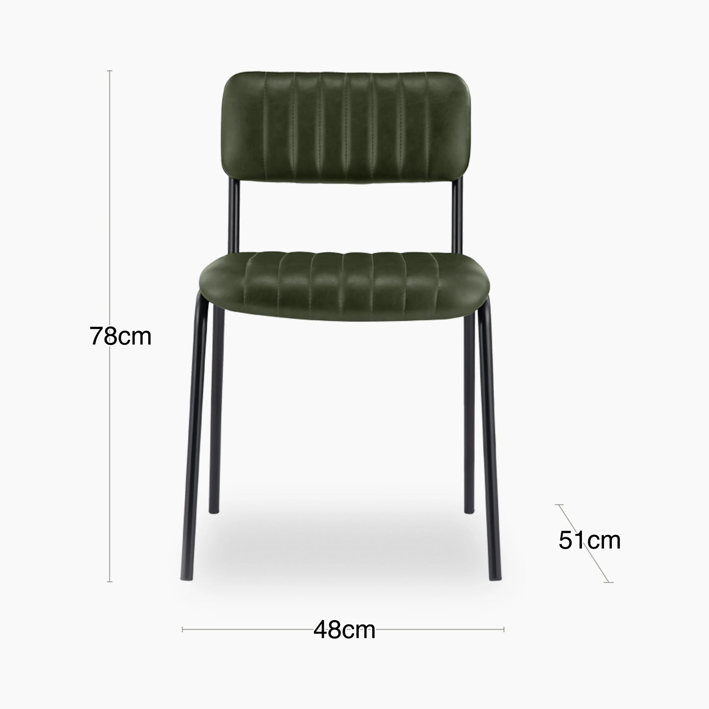 Weston Stackable Dining Chair | Vintage Green Faux Leather & Black